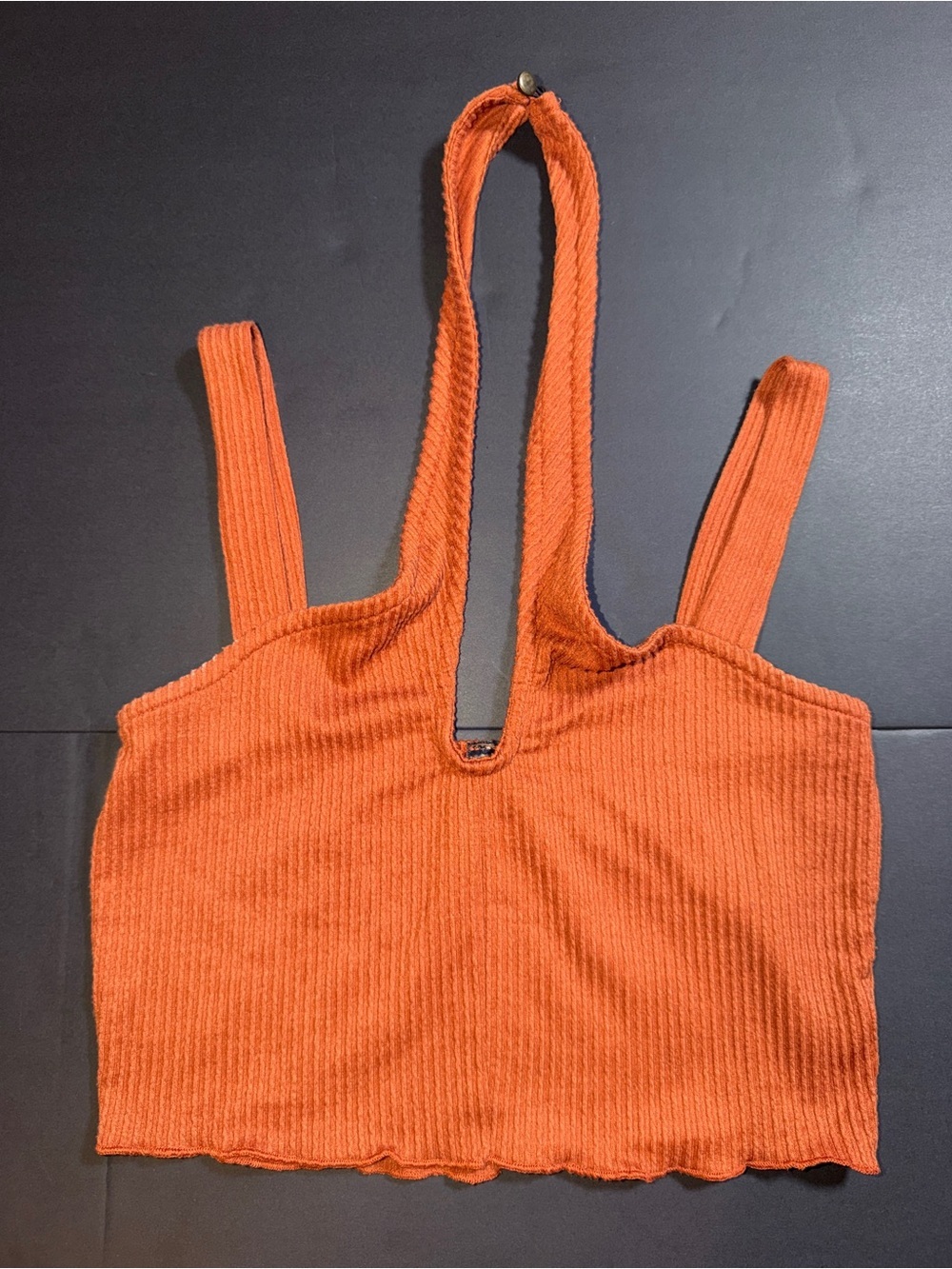 I Joah Orange Ribbed Halter Crop Top - Women